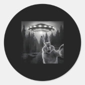 Sticker Rond Rabbit Selfie With Ufo - Funny Bunny Graphic Alien (Devant)