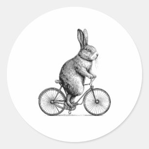 Sticker Rond Rabbit Sur Un Vélo Bunny Vélo Vélos Hommes W