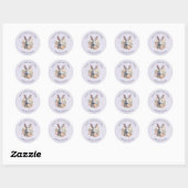 Sticker Rond Rabbit Surrounded by Pastel Flowers Cute Easter (Feuille)