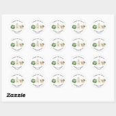 Sticker Rond  Rabbit Veggie Basket First Birthday Favor (Feuille)