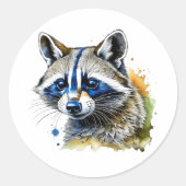 Sticker Rond Raccoon à l'aquarelle (Devant)