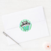 Sticker Rond Raccoon Anniversaire Cupcake (Enveloppe)