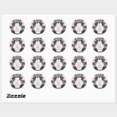 Sticker Rond Raccoon Baby shower rose (Feuille)