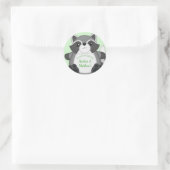Sticker Rond Raccoon Baby shower vert (Sac)