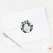 Sticker Rond Raccoon Baby shower vert (Enveloppe)