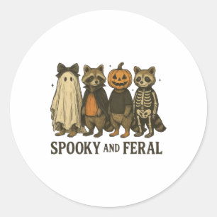 Sticker Rond Raccoon éffrayant Et Feral Drôle Halloween