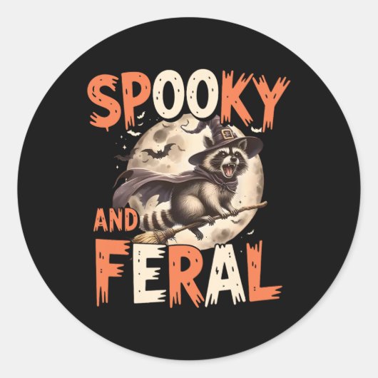 Sticker Rond Raccoon éffrayant Et Feral Halloween Drôle Hallowe (Devant)