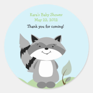 Sticker Rond Raccoon Enchanted Forest Baby shower Favoriser Sti