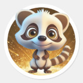 Sticker Rond Raccoon 🌲 forêt faune sauvage animal sauvage Grap (Devant)