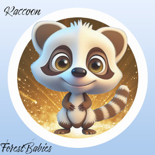 Sticker Rond Raccoon 🌲 forêt faune sauvage animal sauvage Grap
