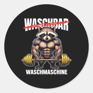 Sticker Rond Raccoon Lave Machine Bodybuilding Fitness Gym