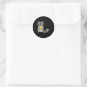 Sticker Rond Raccoon Manger Banane Fruit A L'air mignon (Sac)
