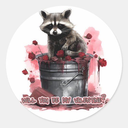 Sticker Rond Raccoon Seras-tu ma Saint-Valentin ? (Devant)