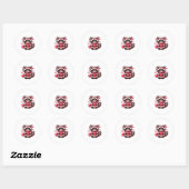 Sticker Rond Raccoon Valentine Hearts  (Feuille)