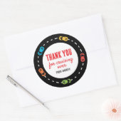 Sticker Rond Race Car Boys Anniversaire Merci (Enveloppe)
