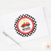 Sticker Rond Race Car fête d'anniversaire (Enveloppe)