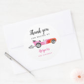 Sticker Rond Race Car Girl Fête d'anniversaire (Enveloppe)