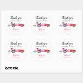 Sticker Rond Race Car Girl Fête d'anniversaire (Feuille)