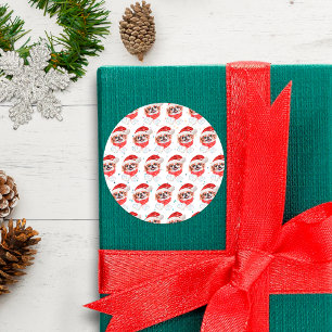 Sticker Rond Race de chien Japonais Chin Étoiles de Noël