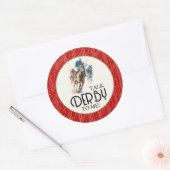 Sticker Rond Racehores et Jockeys Derby Red (Enveloppe)
