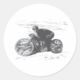 Sticker Rond Raceuse moto vintage carte piste n° 3