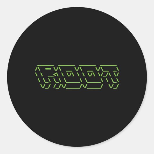 Sticker Rond Racine Linux Ascii Hacker (Devant)