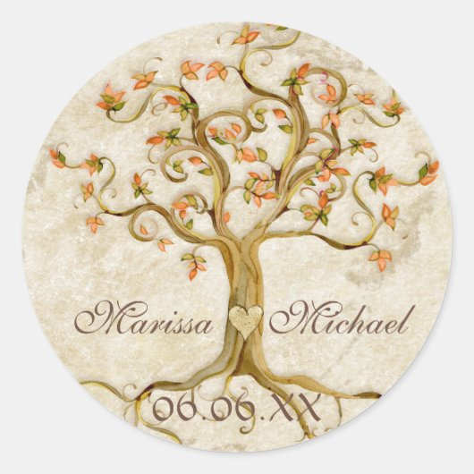 Sticker Rond Racines de l'arbre à spirales - Mariage de jonctio (Devant)