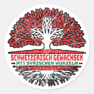 Sticker Rond Racines syriennes de l'arbre suisse