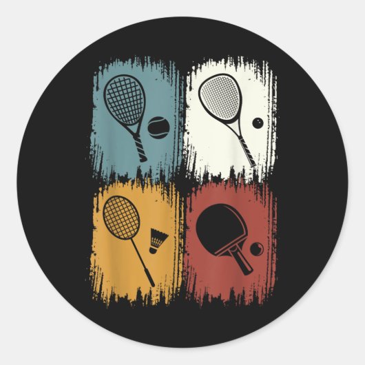 Sticker Rond Racketlon, Tournament Sport With 4 Disciplines  (Devant)