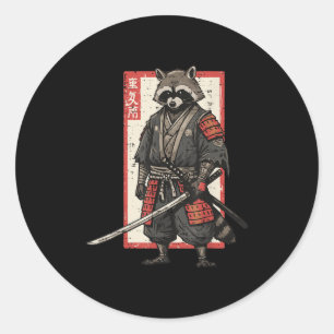 Sticker Rond Racon Samurai Katana Japonais guerrier Hommes garç