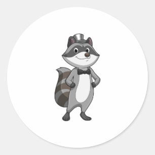 Sticker Rond Racoon comme groom avec Cravate