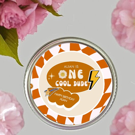 Sticker Rond Rad Cool Dude | Boys Retro À damiers Anniversaire