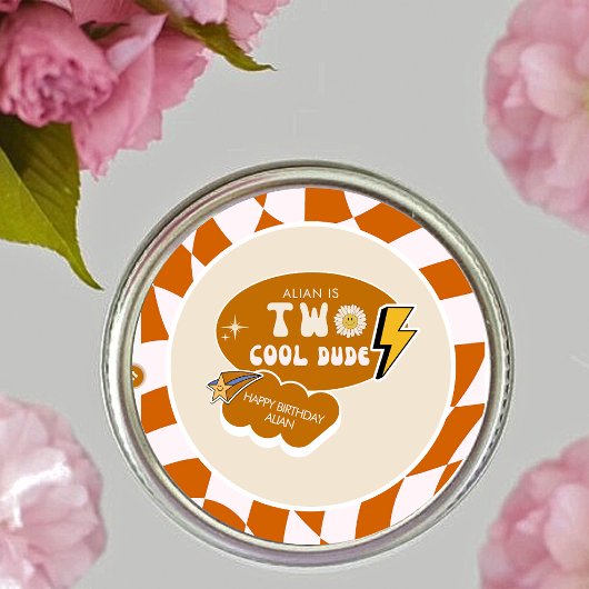 Sticker Rond Rad Cool Dude | Boys Retro À damiers Anniversaire