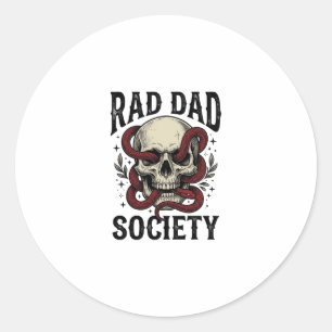 Sticker Rond Rad Dad Society Vintage Skull Snake Conception de