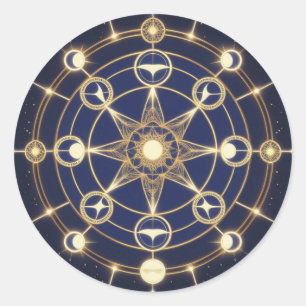 Sticker Rond Radiance Divine – Mandala Doré de l'Éveil