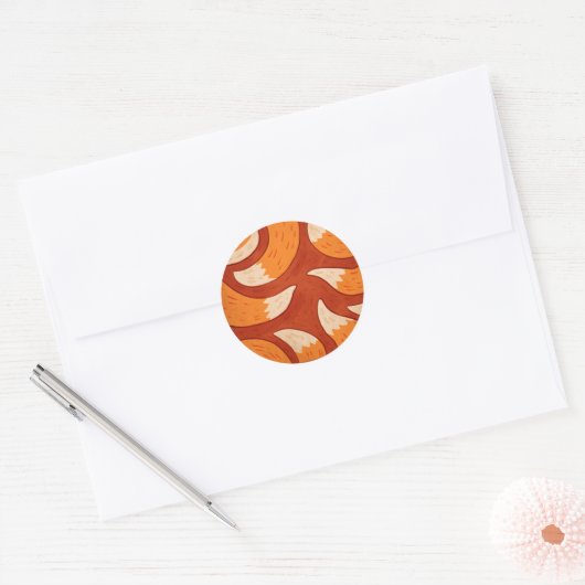 Sticker Rond Radiant Fox - Animal Pattern Illustration (Enveloppe)