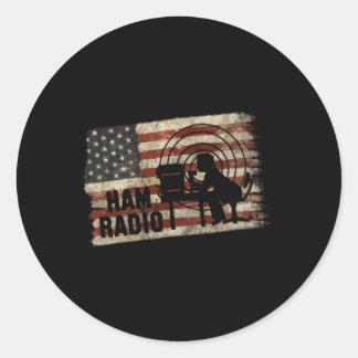 Sticker Rond Radio De Jambon Avec Drapeau Porté Opérateur De Ja