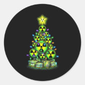 Sticker Rond Radioactive Christmas Tree Graphic Nuclear Warning (Devant)