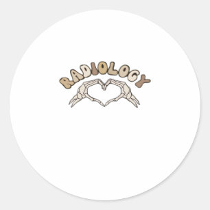 Sticker Rond Radiologie Squelette Coeur Mains Classique