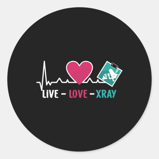 Sticker Rond Radiologie Tech Live Love Xray Infirmière Technolo (Devant)