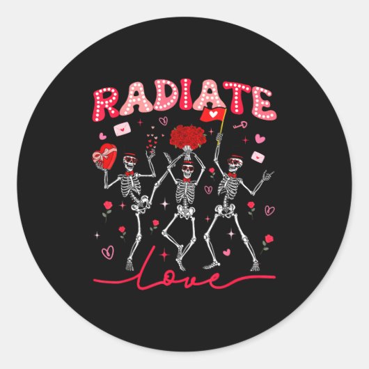 Sticker Rond Radiology Radiate Rad Tech Valentine Skeleton Hear (Devant)