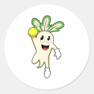 Sticker Rond Radish at Handball player avec Handball