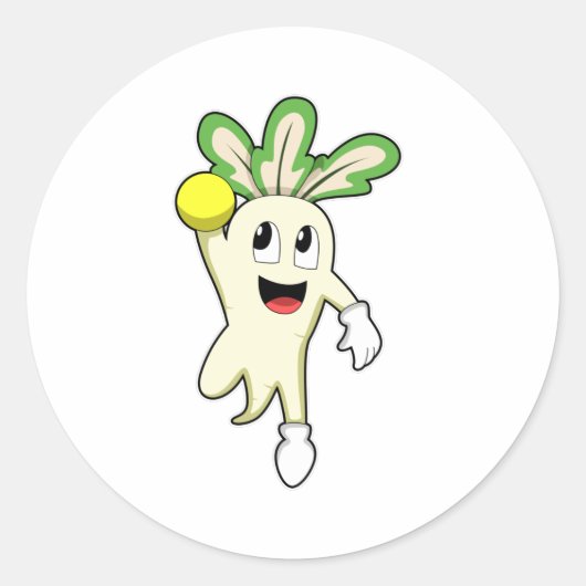 Sticker Rond Radish at Handball player avec Handball (Devant)