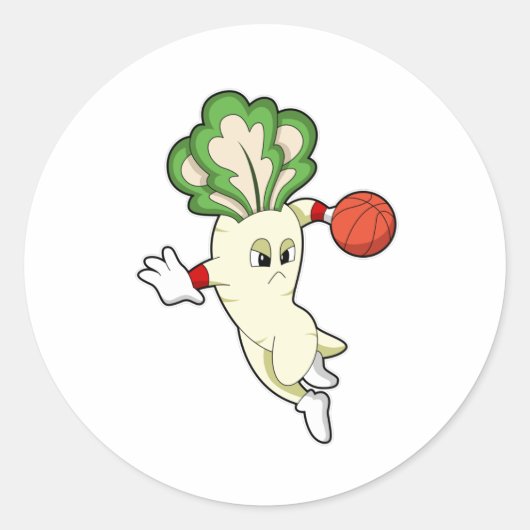 Sticker Rond Radish aux sports de basketball (Devant)