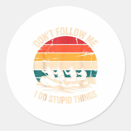 Sticker Rond Rafting Design For Men Women White Water River Raf (Devant)