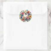 Sticker Rond Ragdoll Cat Among Colorful Flowers Watercolor (Sac)