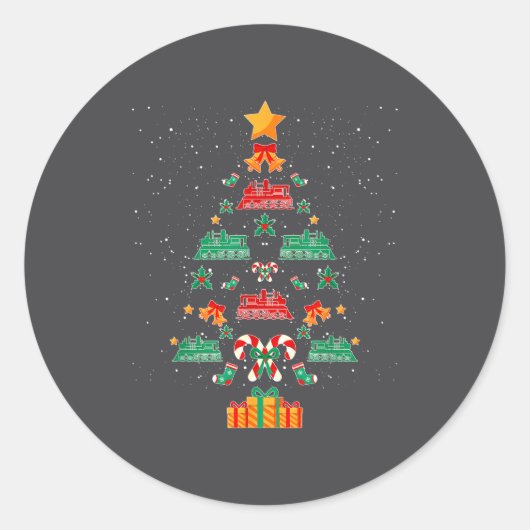 Sticker Rond Railroad Train Locomotive Old Train Christmas Tree (Devant)