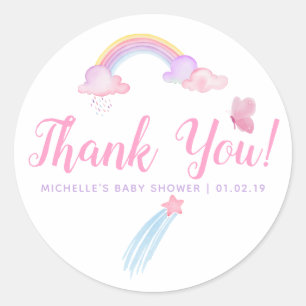 Sticker Rond Rainbow Baby Girl Douche Merci