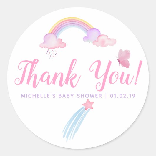 Sticker Rond Rainbow Baby Girl Douche Merci (Devant)