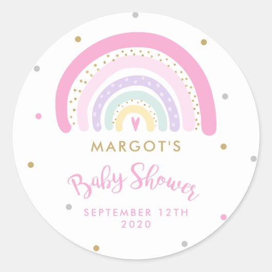 Sticker Rond Rainbow Baby shower Pastel (Devant)